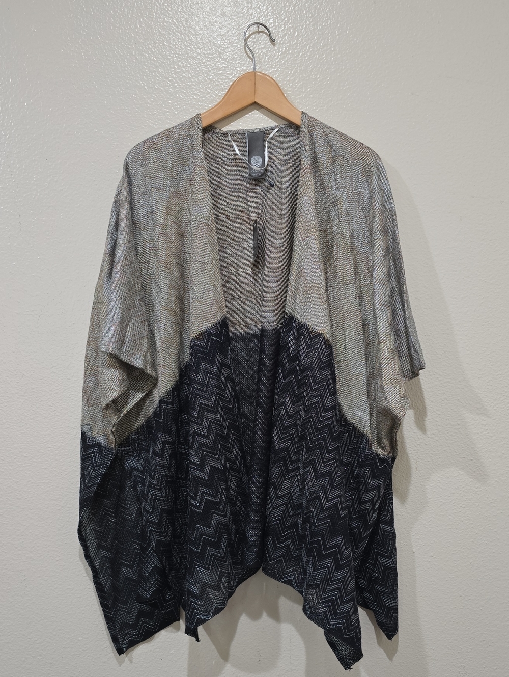 Vince Camuto Metallic Chevron Open Cardigan